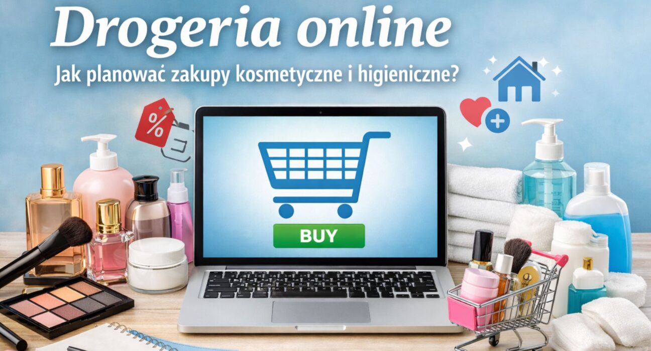 Okładka artykułu o planowaniu zakupów w drogerii online – kosmetyki, higiena i produkty do domu przy liście zakupów.