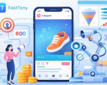 Ilustracja przedstawiająca FastTony Insta jako narzędzie do automatyzacji reklam na Instagramie dla firm